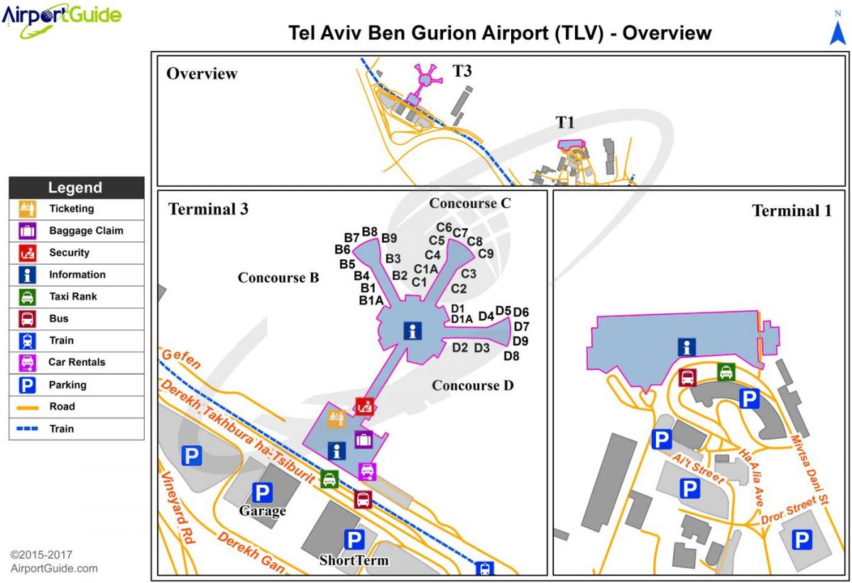 બેન gurion આંતરરાષ્ટ્રીય એરપોર્ટ નકશો
